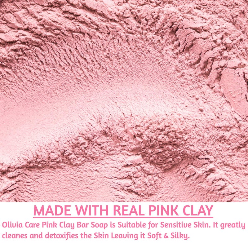 Olivia Care Pink Clay Bar Soap 100% Natural, Vegan & Organic - For Face & Body -Detoxify, Exfoliate, Hydrate, Moisturize & Deep Clean - Leave Skin Soft & Silky - Sustainable Palm Oil - 8 OZ - Image 5